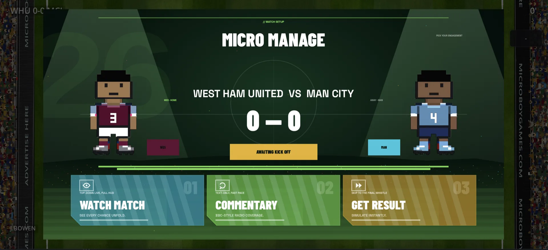 Micro Manage Brazil versus Argentina setup