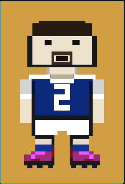 Blue-shirted footballer, number 2