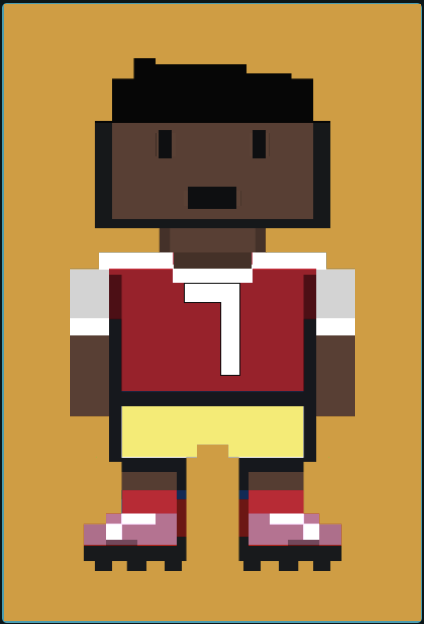 Red and yellow footballer, number 7